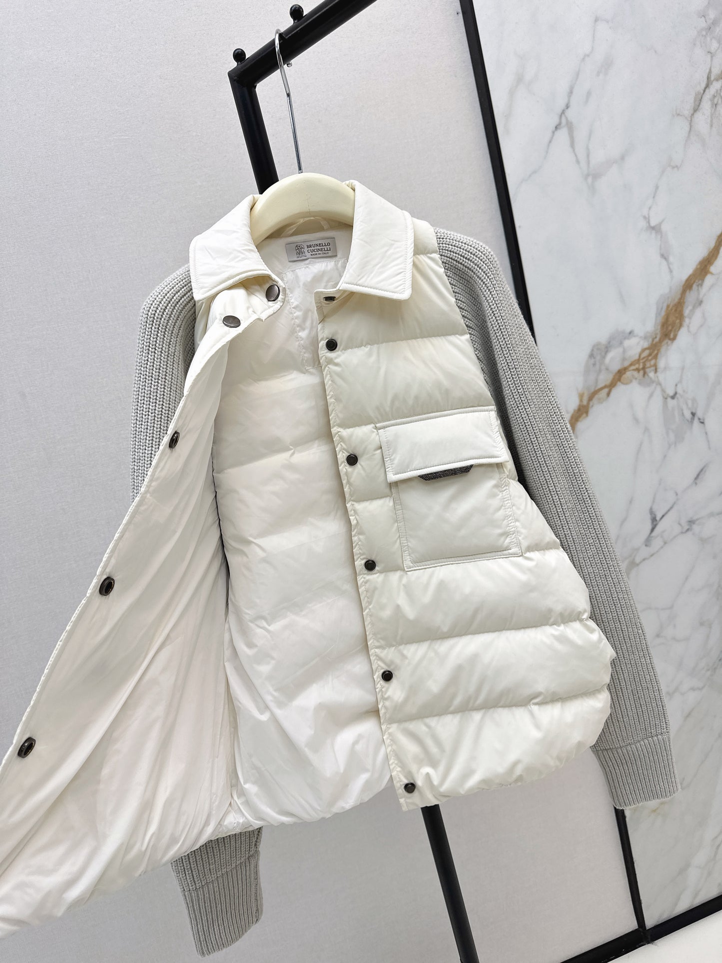Bru 25 New Knit Sleeve Down Jacket(WHITE/BROWN)