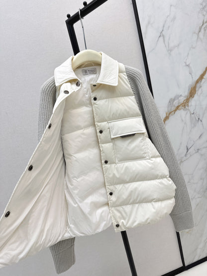 Bru 25 New Knit Sleeve Down Jacket(WHITE/BROWN)