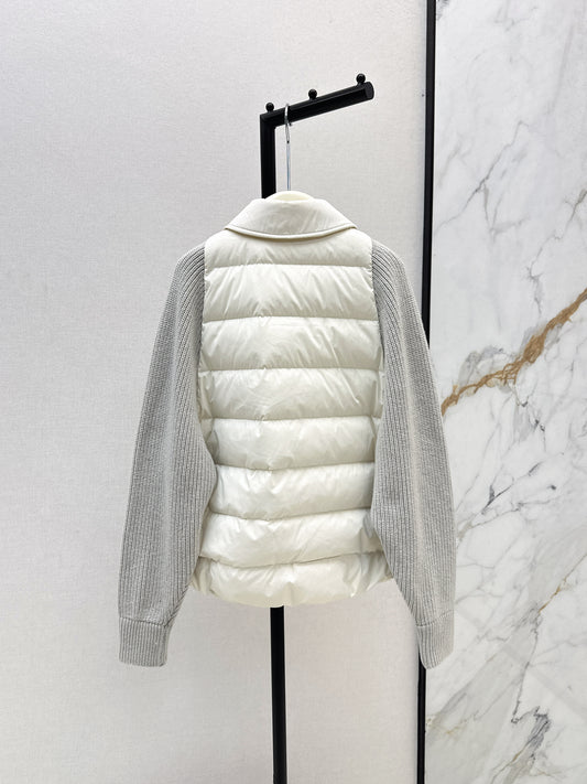 Bru 25 New Knit Sleeve Down Jacket(WHITE/BROWN)