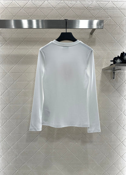 He 25 Slim fit beaded logo top(WHITE/BLACK)