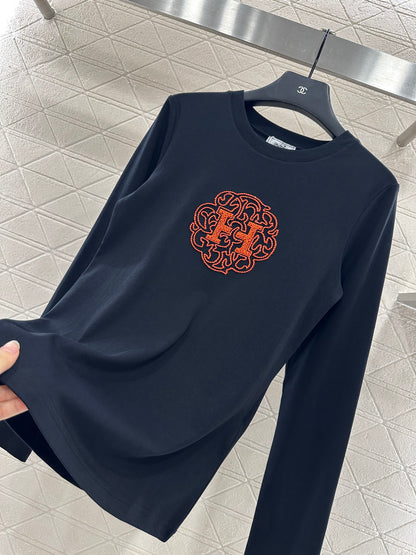 He 25 Slim fit beaded logo top(WHITE/BLACK)