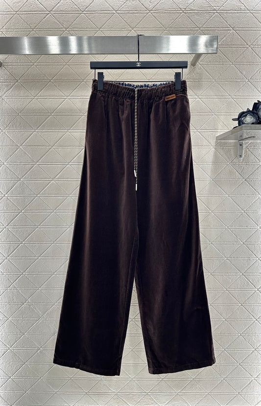 Mi 25 Drawstring wide leg pants(BROWN/NAVY)