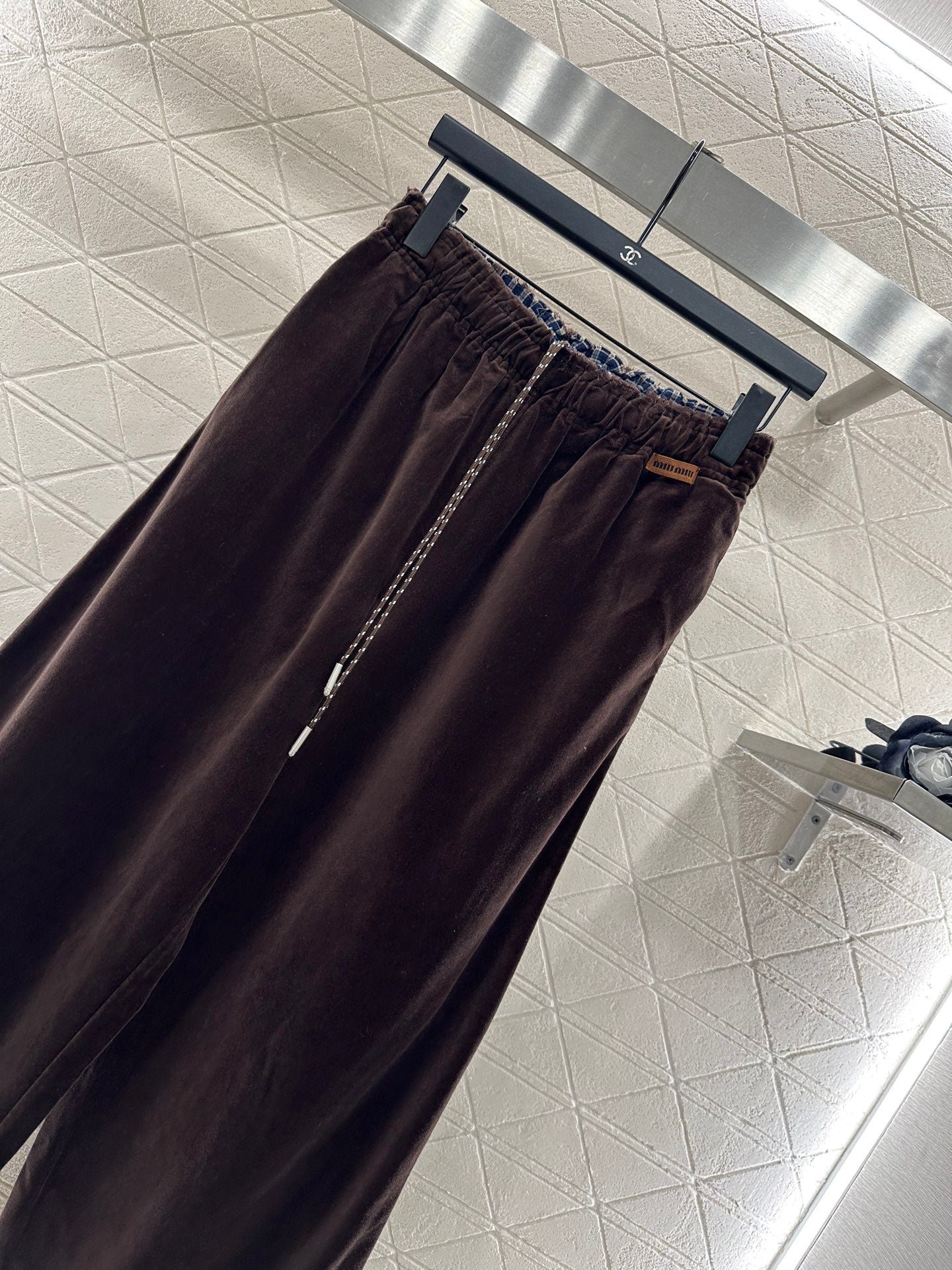 Mi 25 Drawstring wide leg pants(BROWN/NAVY)