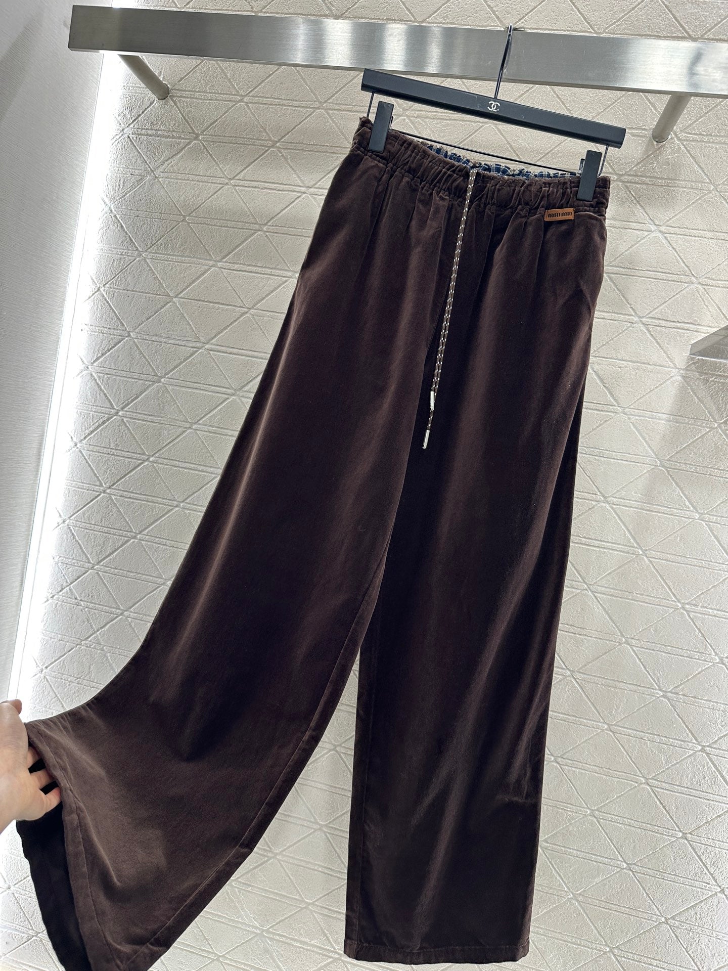 Mi 25 Drawstring wide leg pants(BROWN/NAVY)