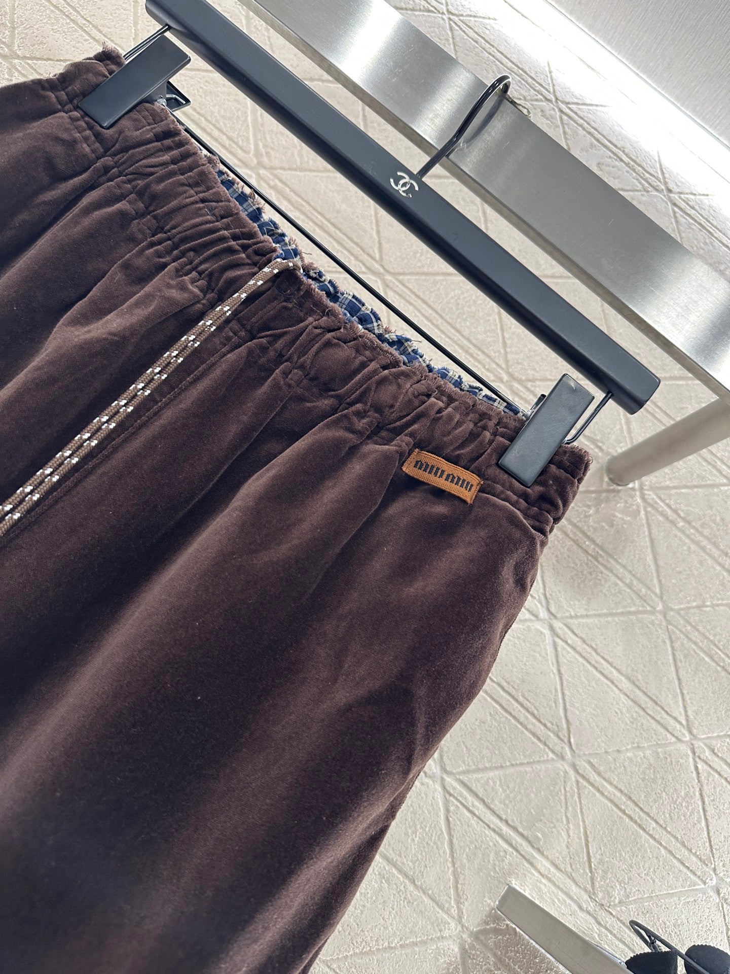 Mi 25 Drawstring wide leg pants(BROWN/NAVY)