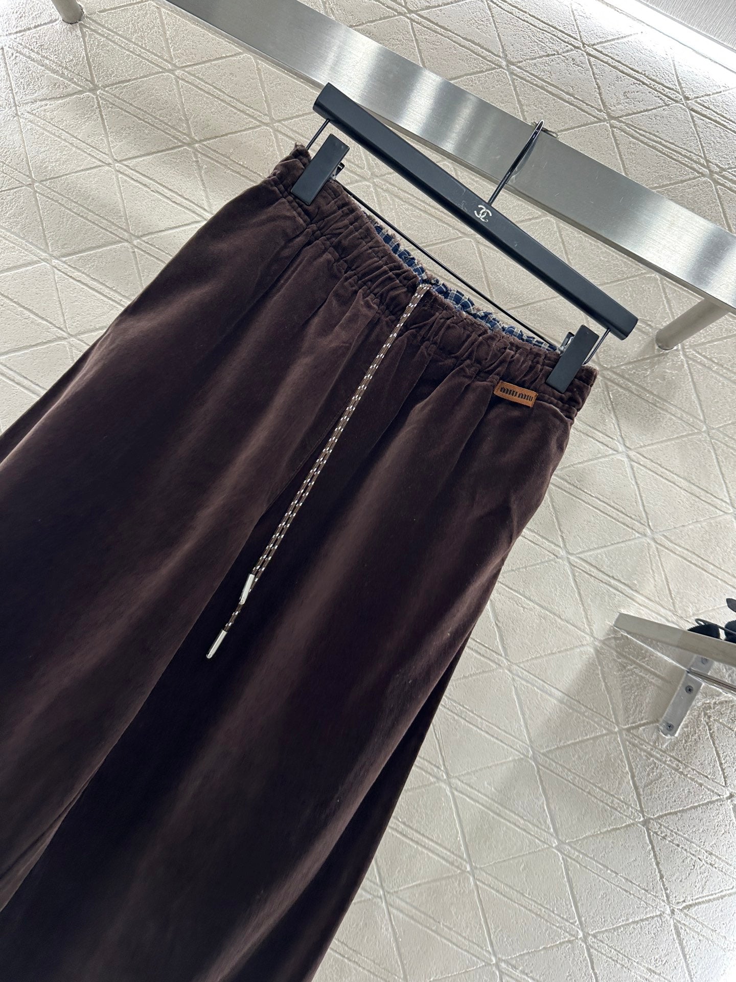 Mi 25 Drawstring wide leg pants(BROWN/NAVY)