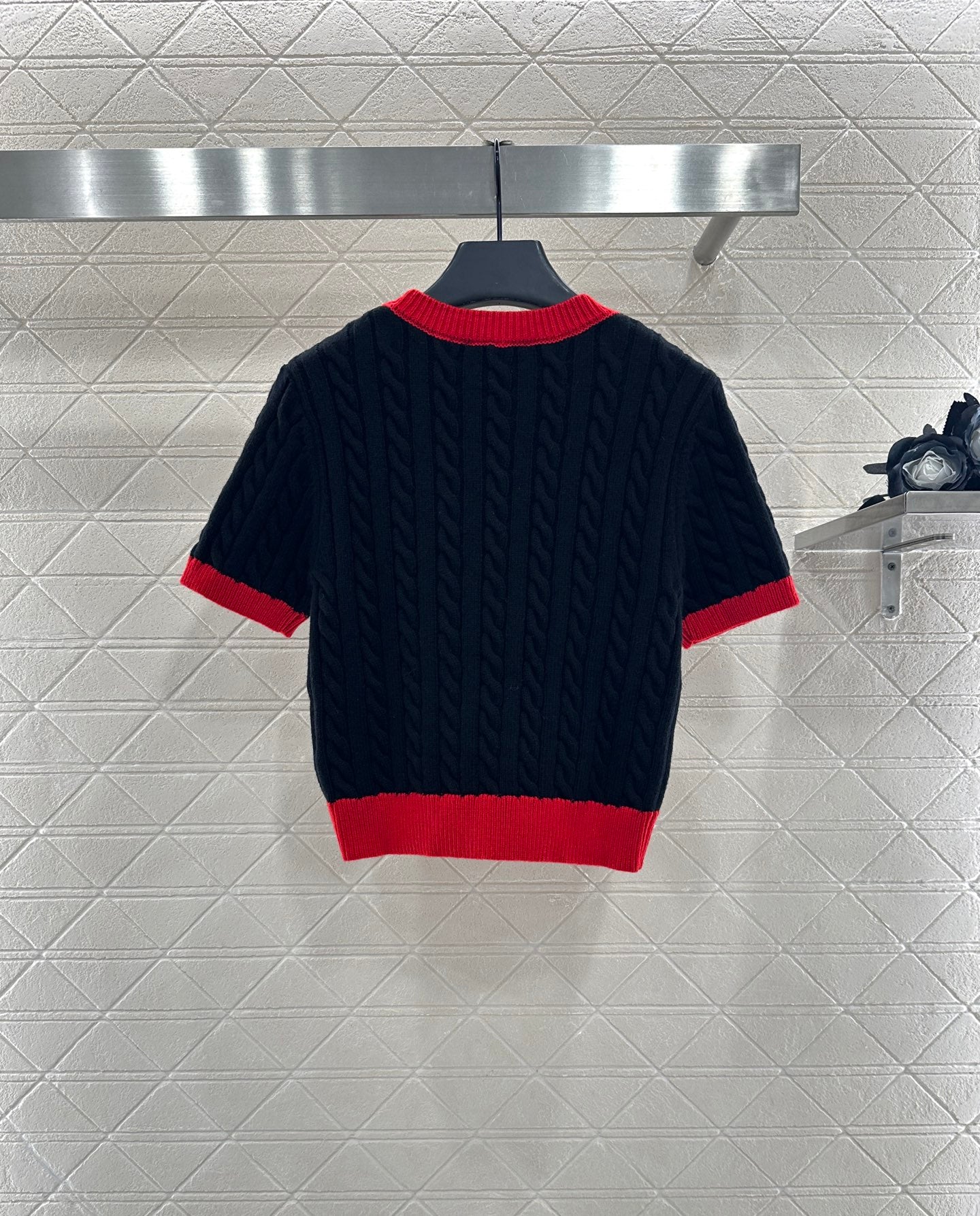 Mi 25 Wool Fried Dough Twists letter knitting short sleeve