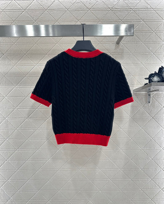 Mi 25 Wool Fried Dough Twists letter knitting short sleeve