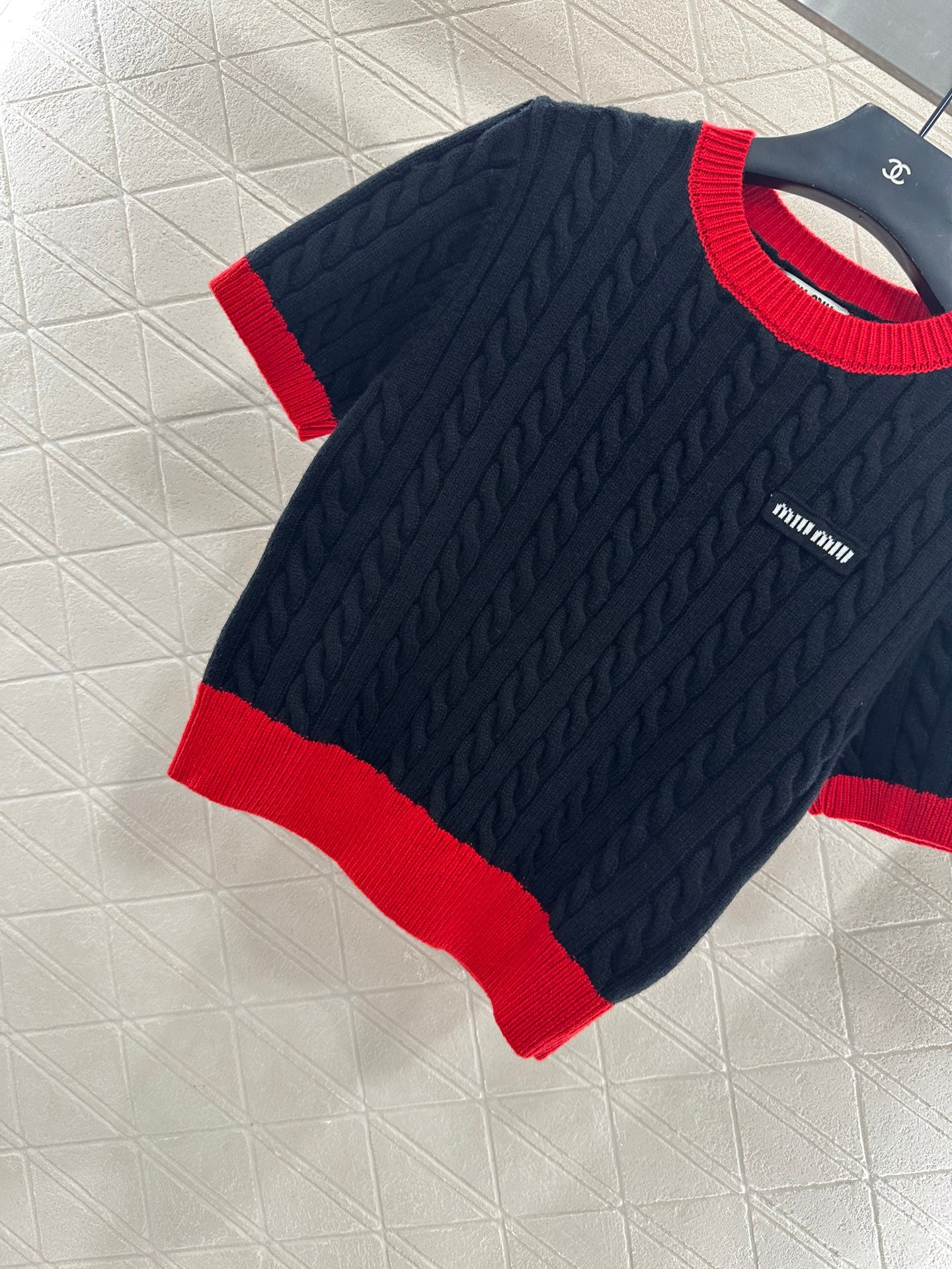 Mi 25 Wool Fried Dough Twists letter knitting short sleeve