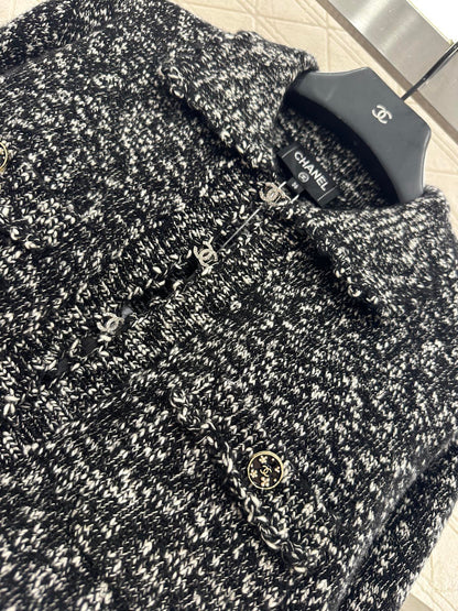 C 25 Cashmere wool blend embroidered lace knitted cardigan（BEIGI/BLUE/BLACK）