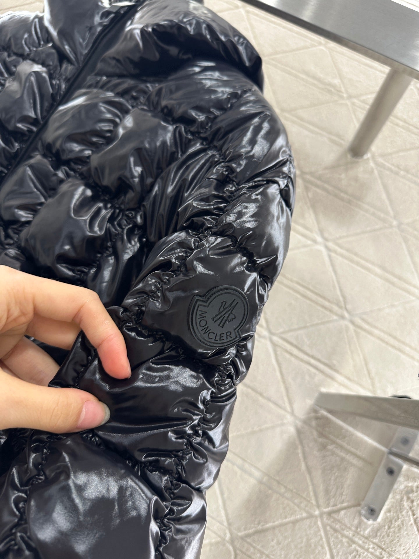 Mon 25 Stand up collar belt down jacket (made of waterproof and windproof material)（BLACK/PINK）