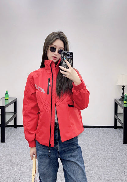 L 25 Fashion charging nylon jacket(GRAY/RED)