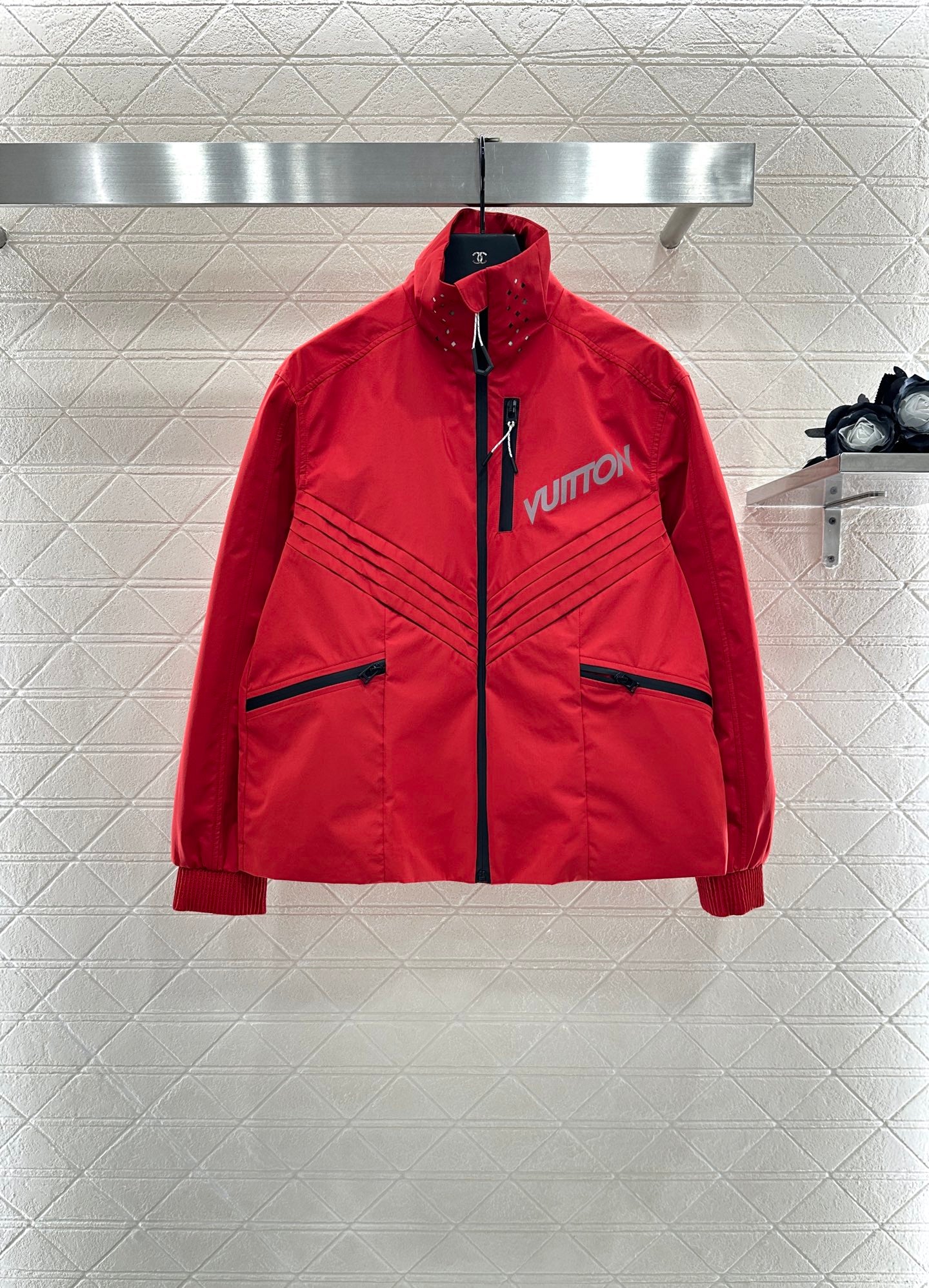 L 25 Fashion charging nylon jacket(GRAY/RED)