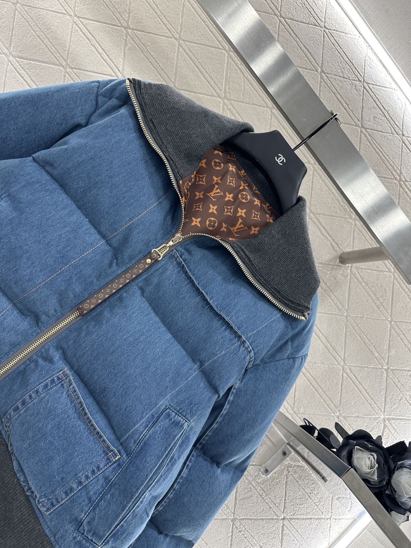 L 25 Cowboy collar zipper jacket down jacket