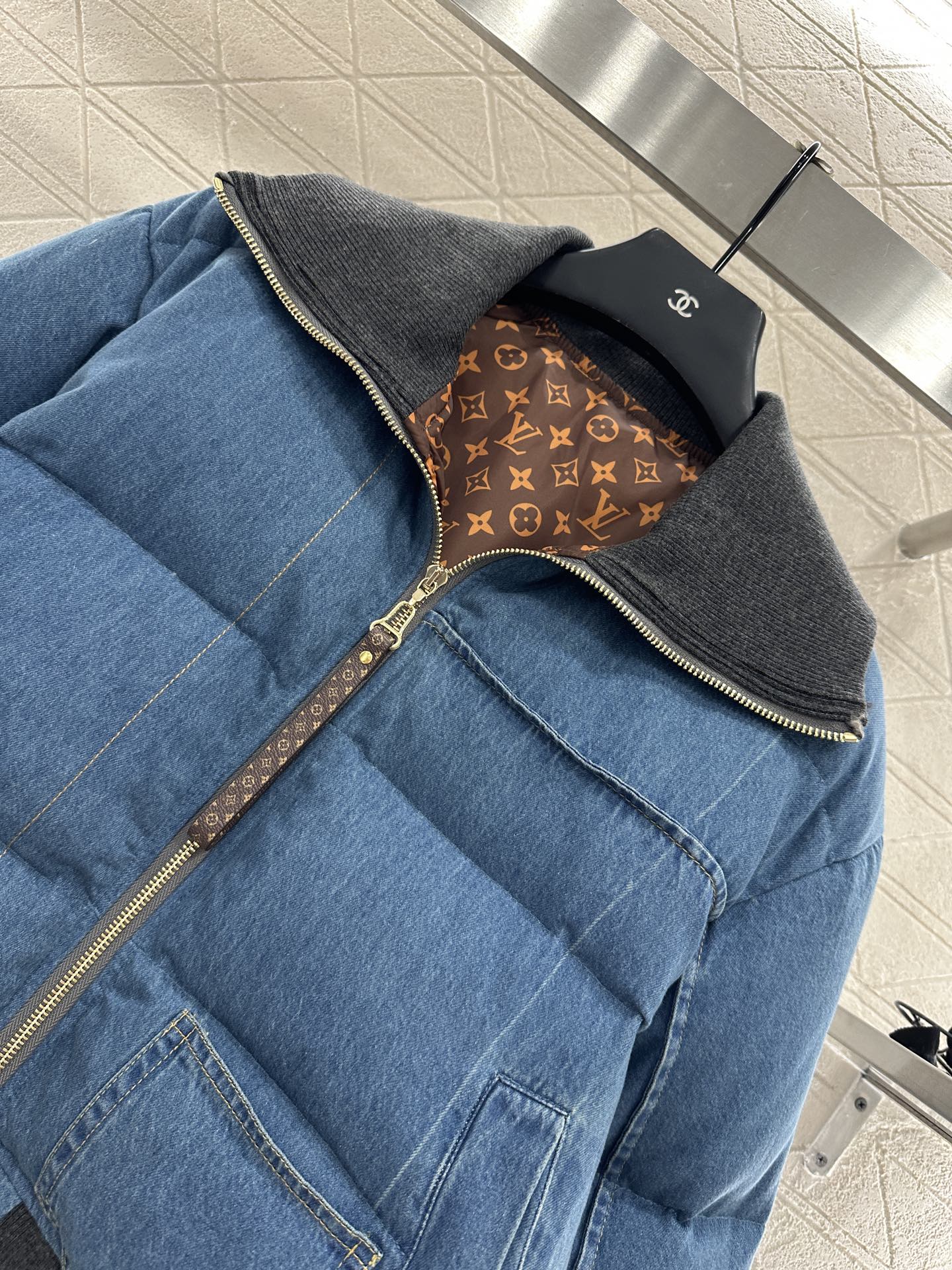 L 25 Cowboy collar zipper jacket down jacket