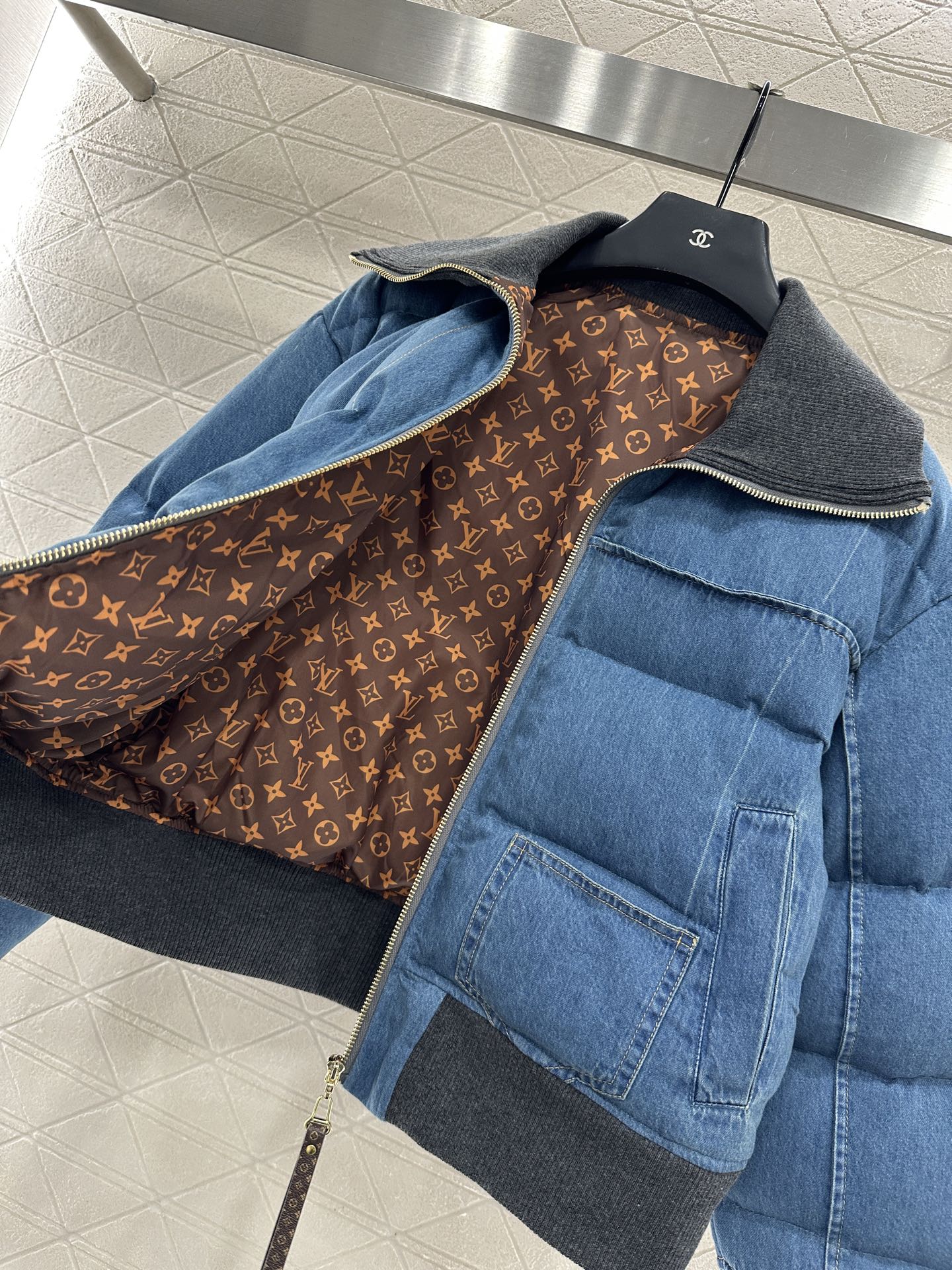 L 25 Cowboy collar zipper jacket down jacket