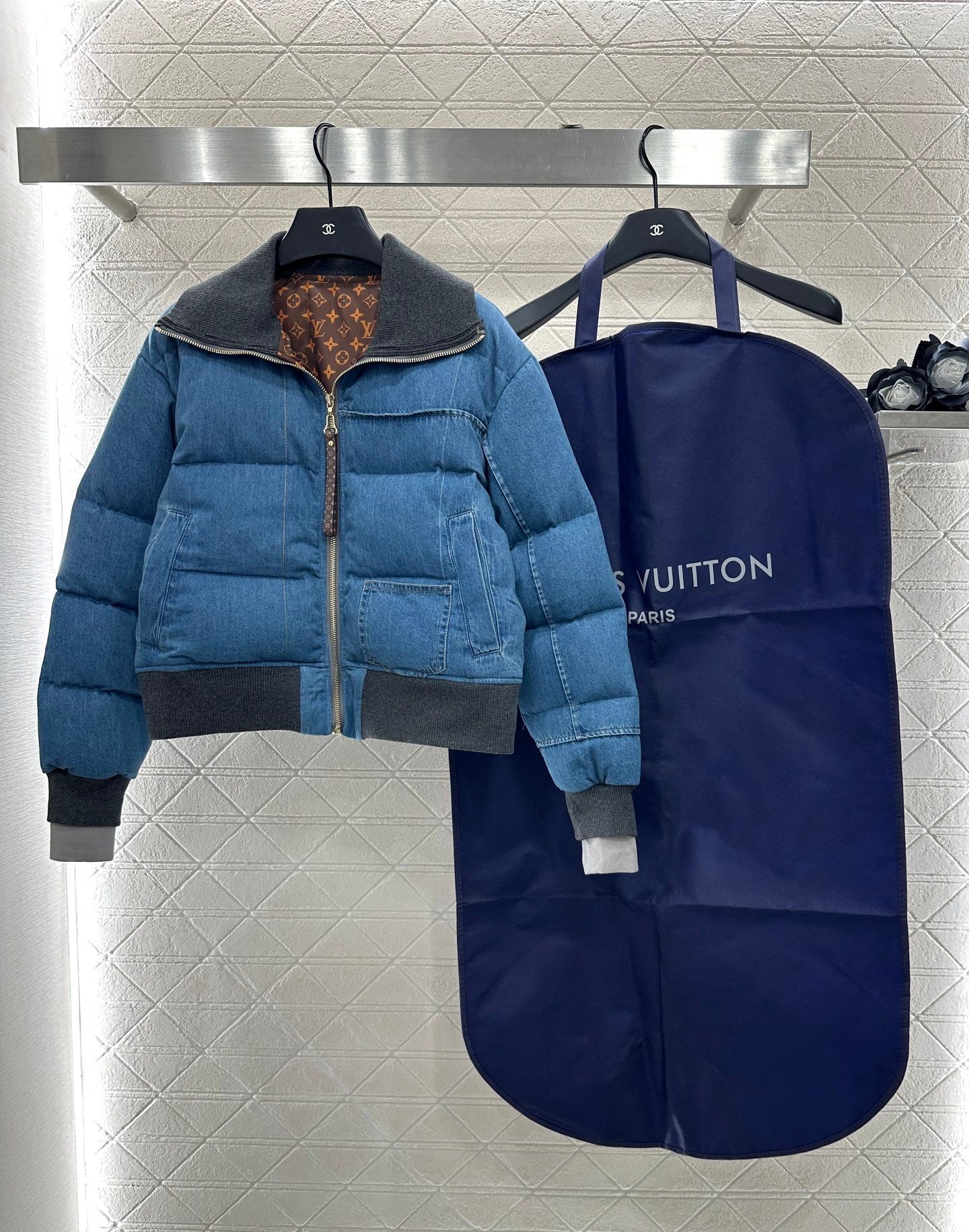 L 25 Cowboy collar zipper jacket down jacket