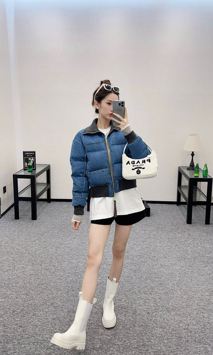 L 25 Cowboy collar zipper jacket down jacket