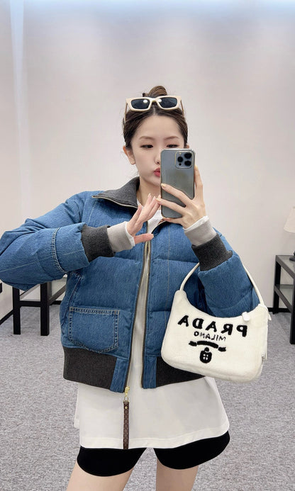 L 25 Cowboy collar zipper jacket down jacket