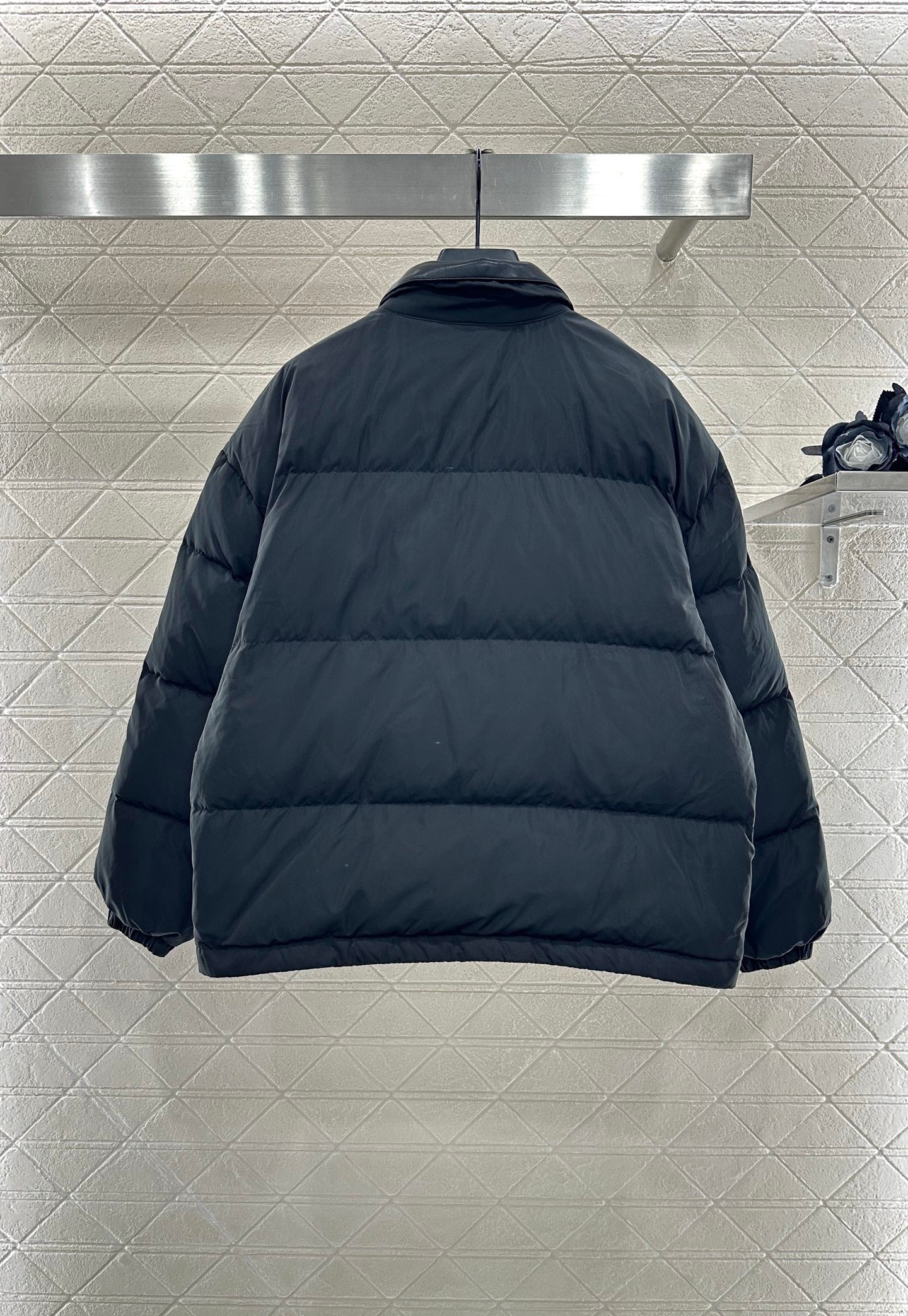 Mi 25 Collar jacket with patchwork leather and down jacket