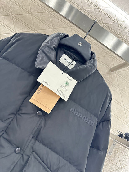 Mi 25 Collar jacket with patchwork leather and down jacket