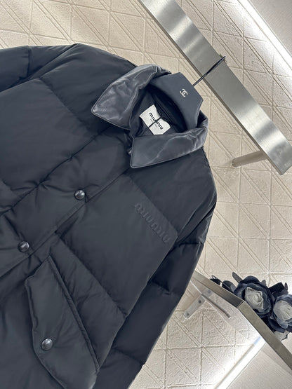 Mi 25 Collar jacket with patchwork leather and down jacket