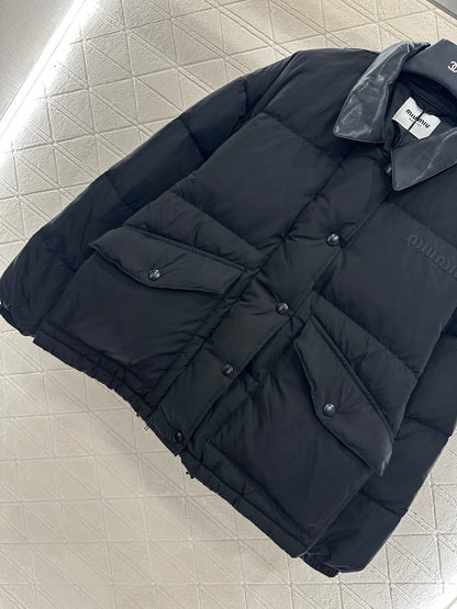 Mi 25 Collar jacket with patchwork leather and down jacket