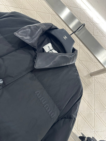 Mi 25 Collar jacket with patchwork leather and down jacket
