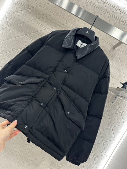 Mi 25 Collar jacket with patchwork leather and down jacket
