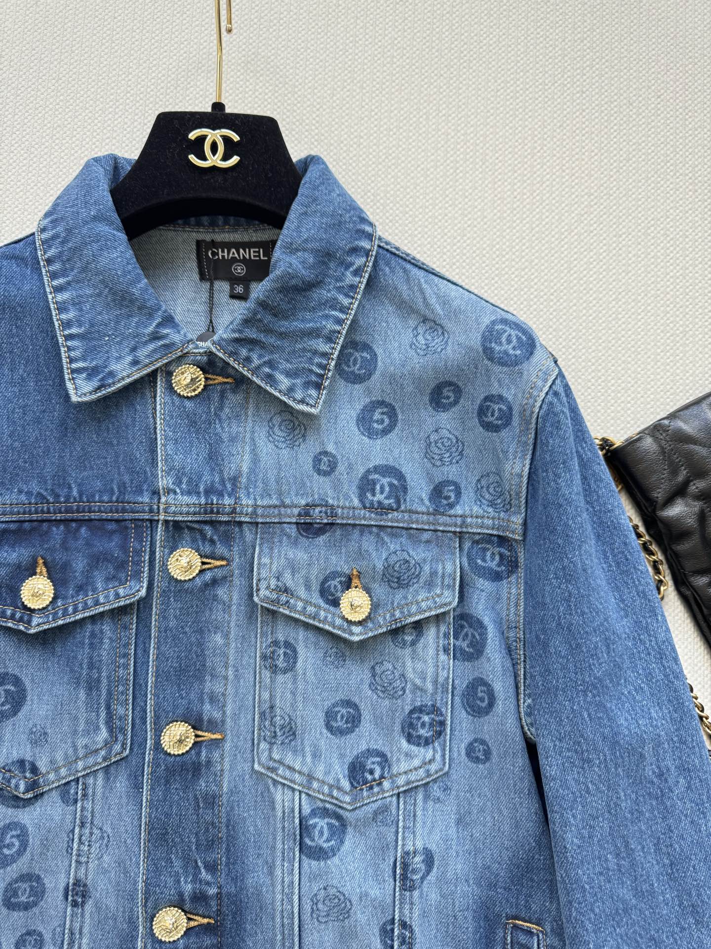 C 25 Logo printed denim jacket