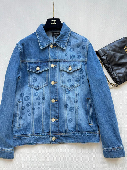 C 25 Logo printed denim jacket