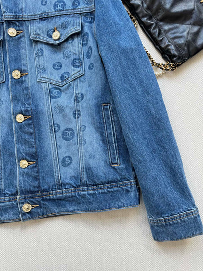 C 25 Logo printed denim jacket