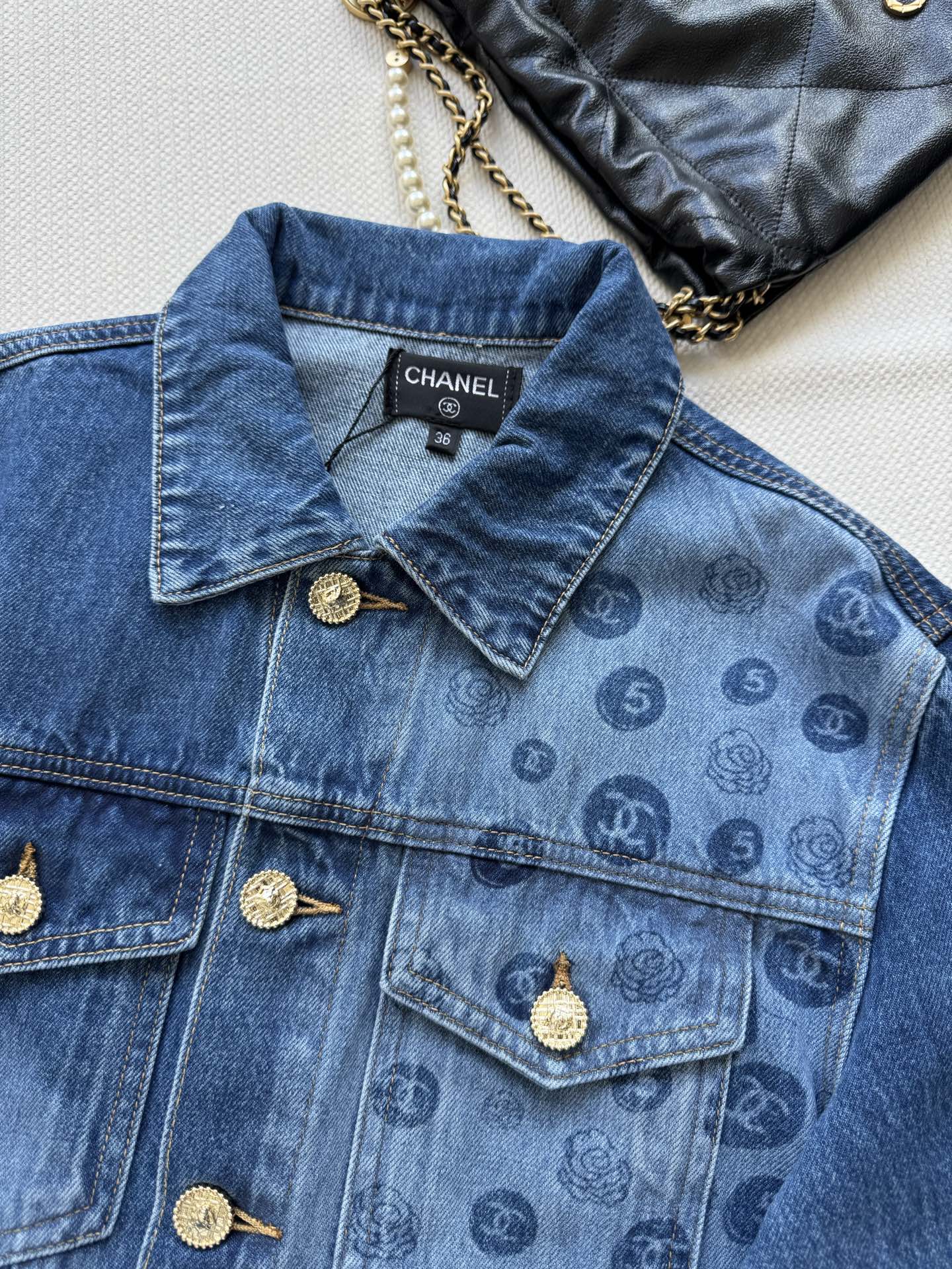 C 25 Logo printed denim jacket