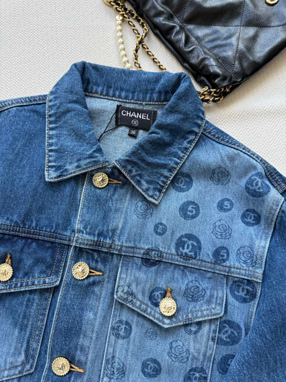 C 25 Logo printed denim jacket