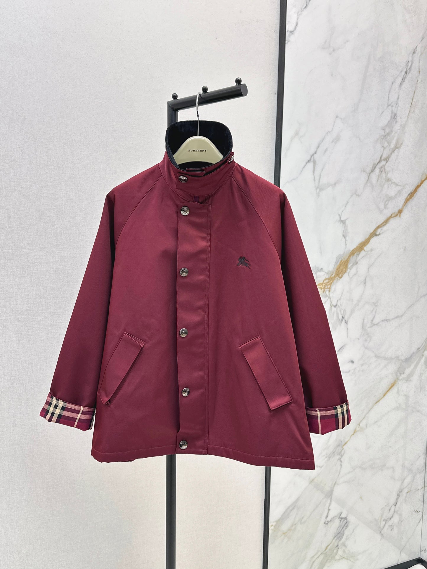 Bru 25 Lapel burgundy trench coat