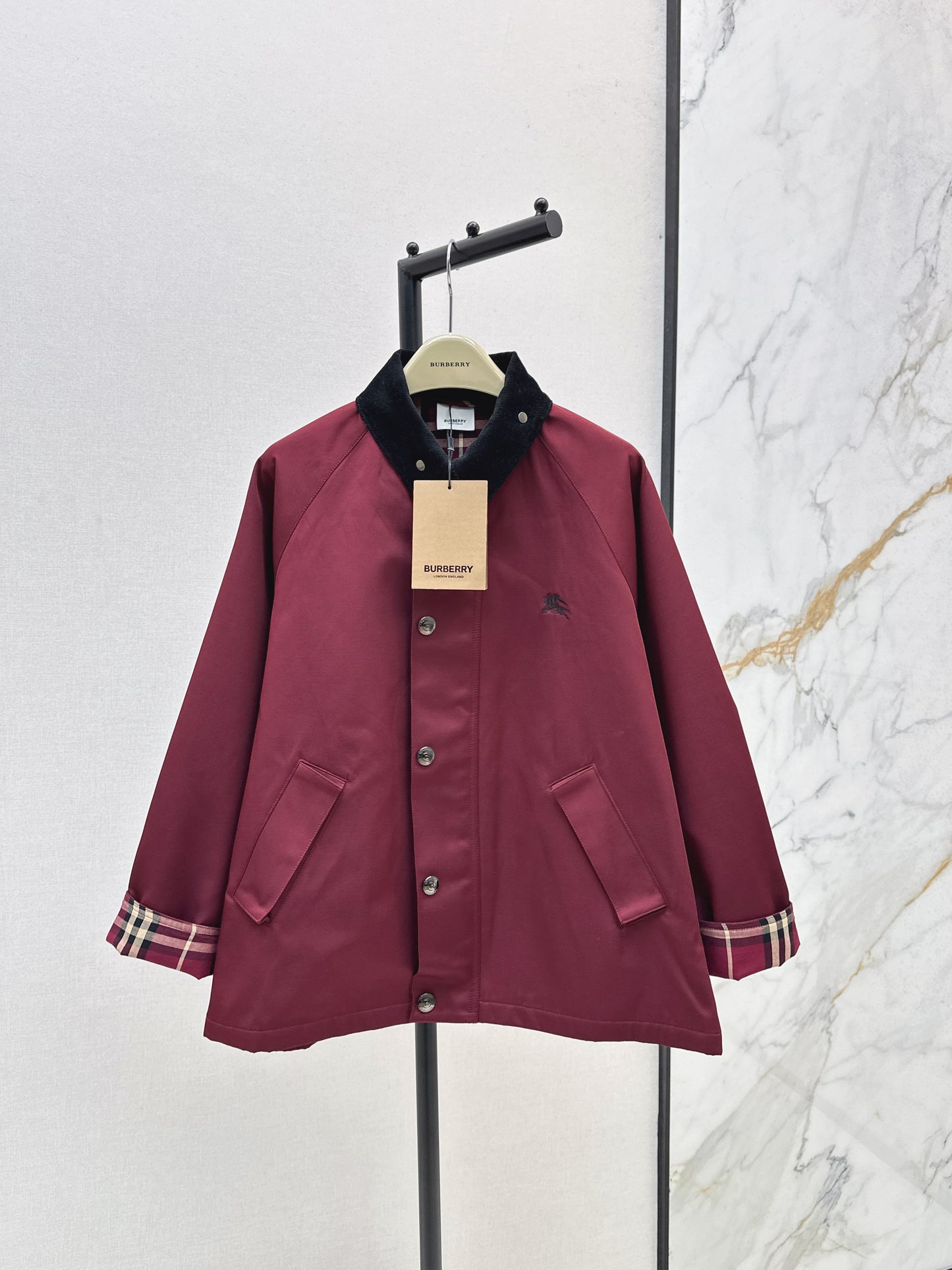 Bru 25 Lapel burgundy trench coat