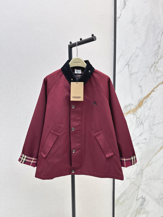 Bru 25 Lapel burgundy trench coat