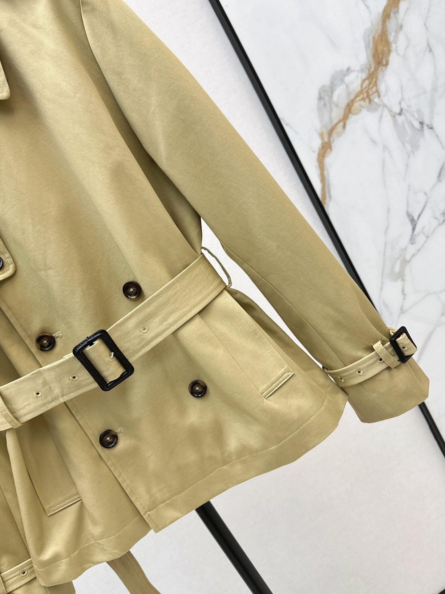 Bru 25 Classic mid-length trench jacket（BLACK/KHAKI）