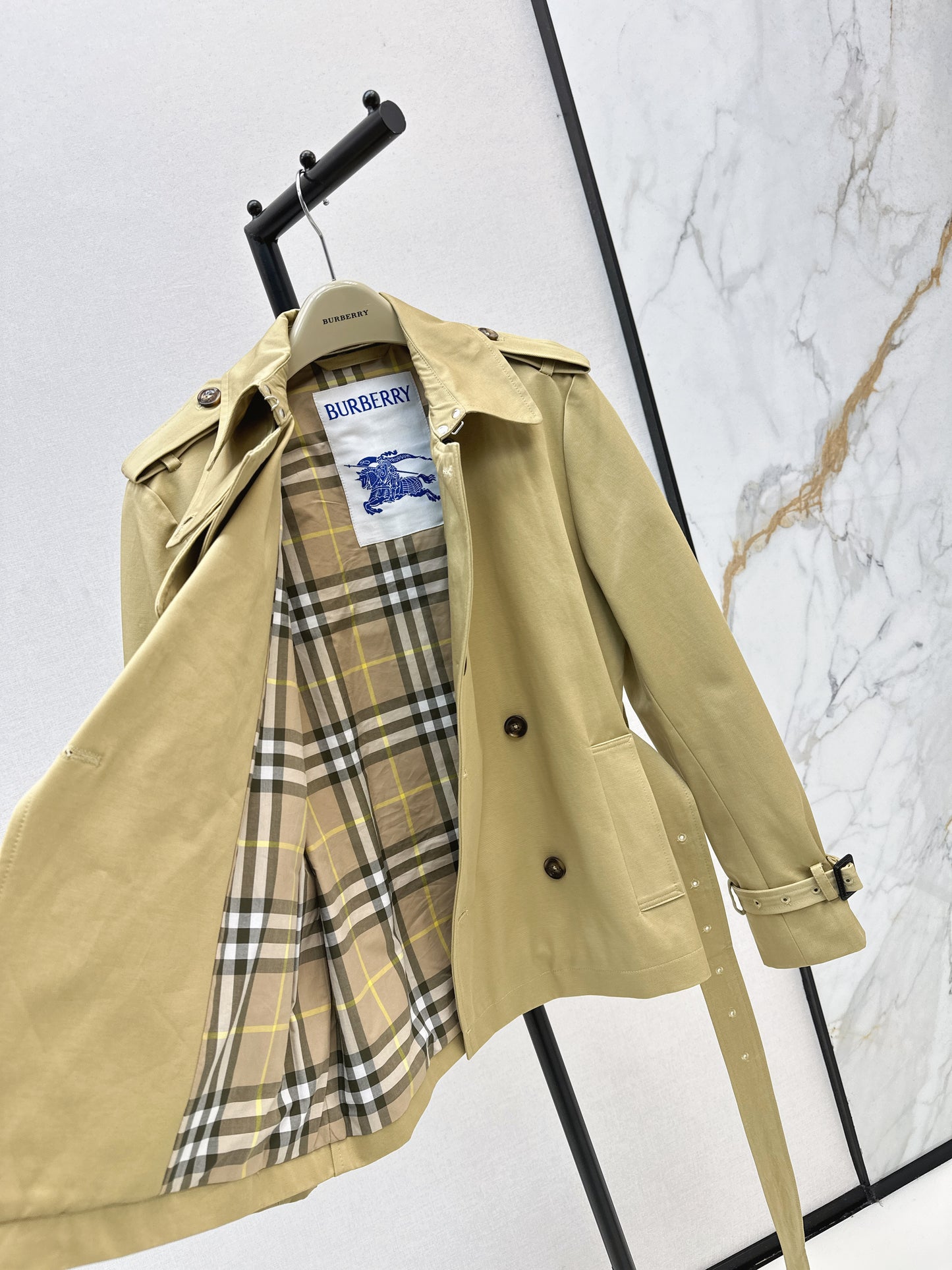 Bru 25 Classic mid-length trench jacket（BLACK/KHAKI）