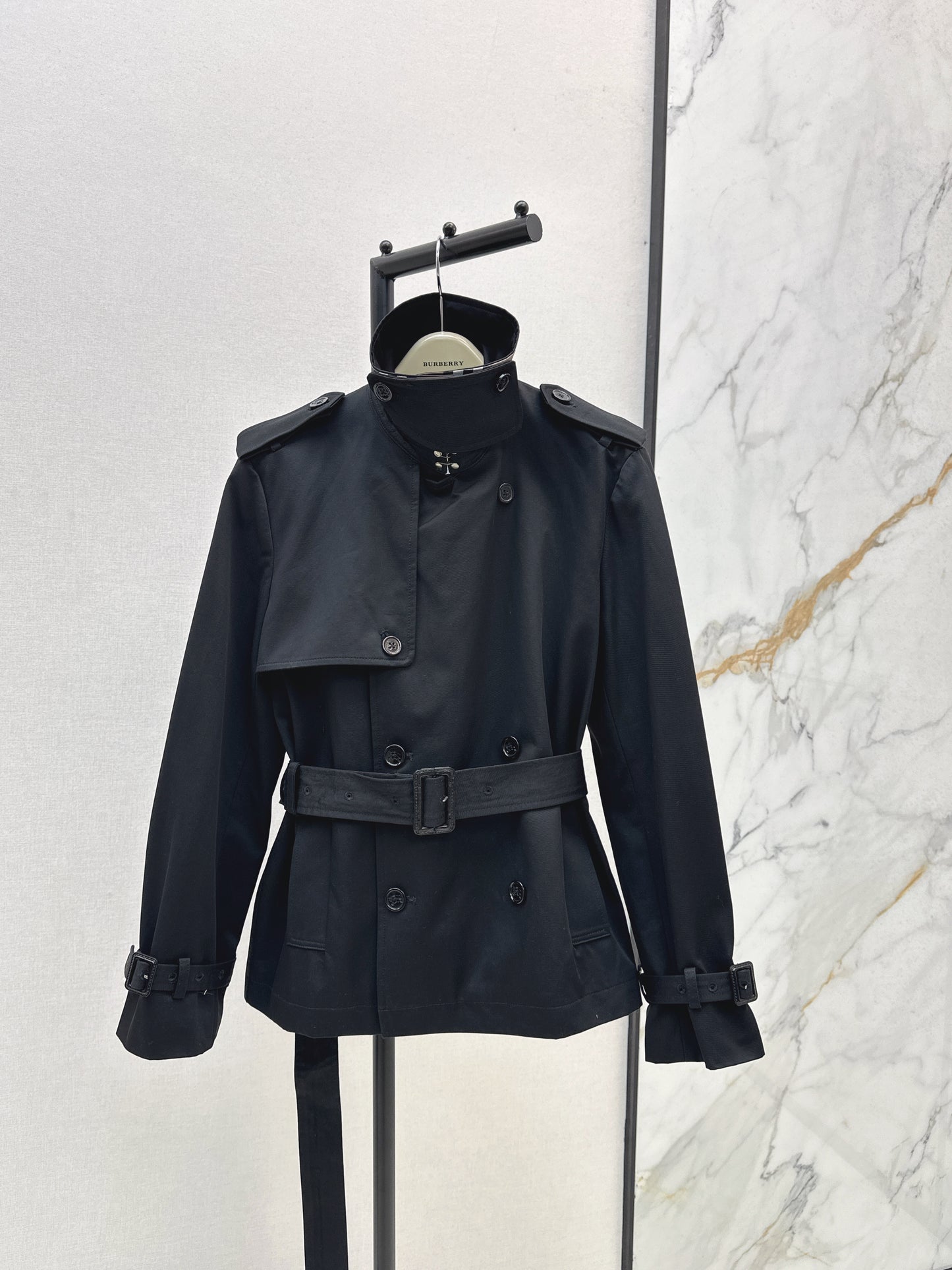 Bru 25 Classic mid-length trench jacket（BLACK/KHAKI）