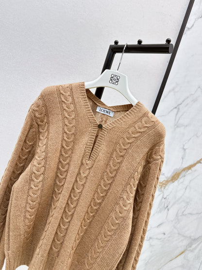 LO 25 Single-button cashmere sweater(KHAKI/GRAY)