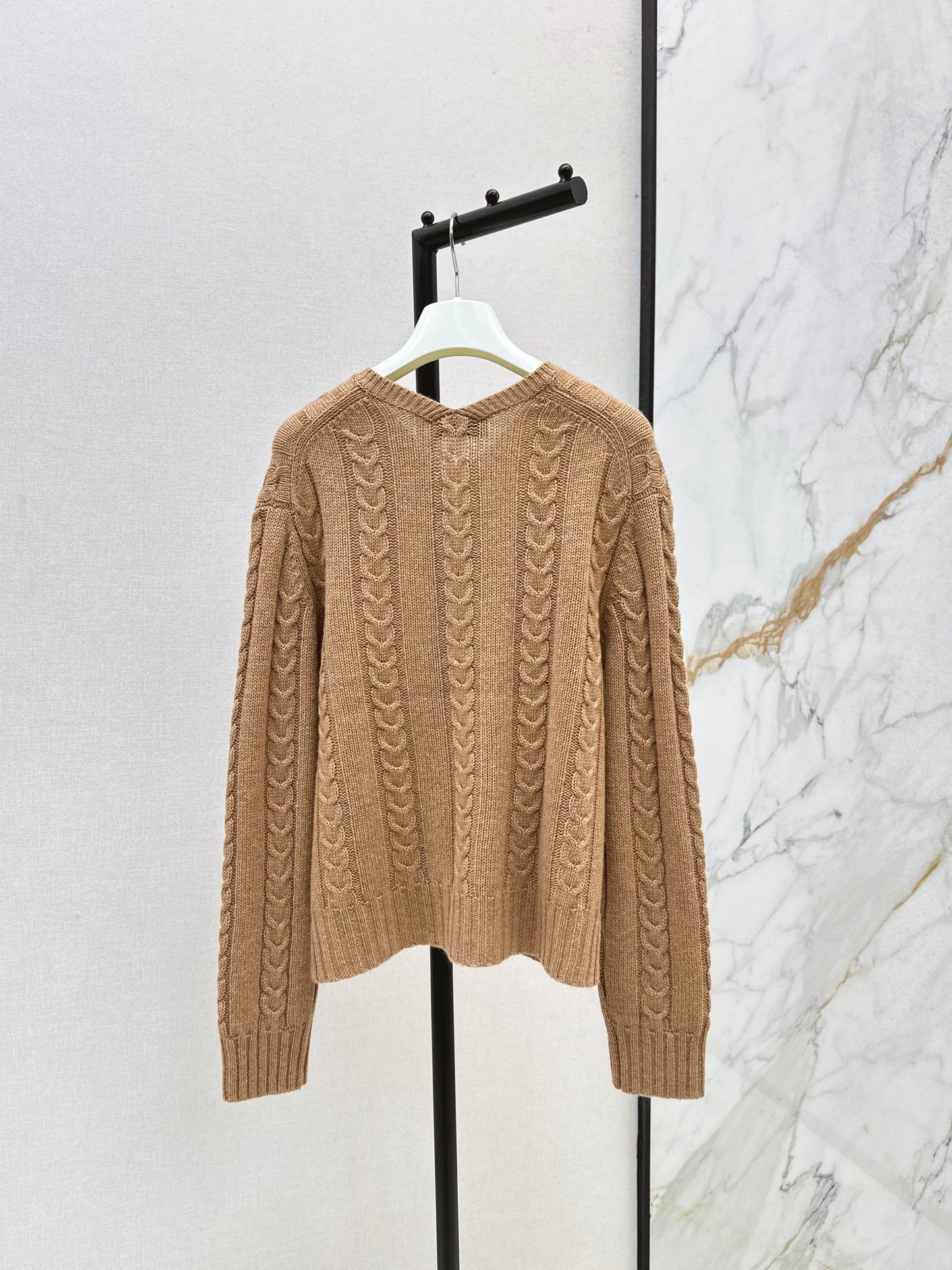 LO 25 Single-button cashmere sweater(KHAKI/GRAY)