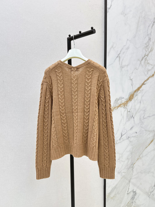 LO 25 Single-button cashmere sweater(KHAKI/GRAY)