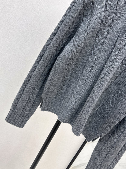 LO 25 Single-button cashmere sweater(KHAKI/GRAY)