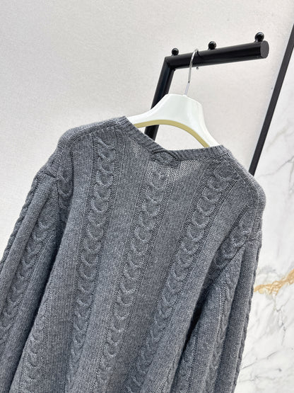 LO 25 Single-button cashmere sweater(KHAKI/GRAY)