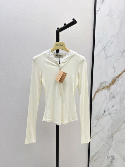 Mi 25 New hooded lace single-breasted bottoming shirt(BEIGI/GRAY)