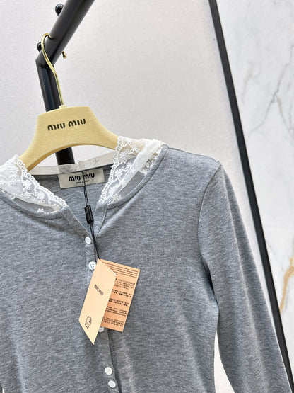 Mi 25 New hooded lace single-breasted bottoming shirt(BEIGI/GRAY)