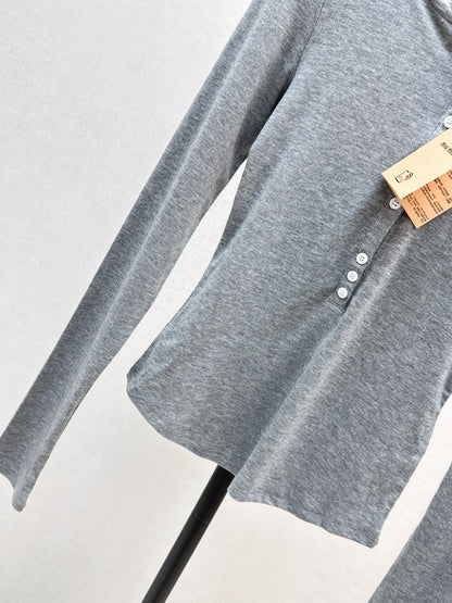 Mi 25 New hooded lace single-breasted bottoming shirt(BEIGI/GRAY)