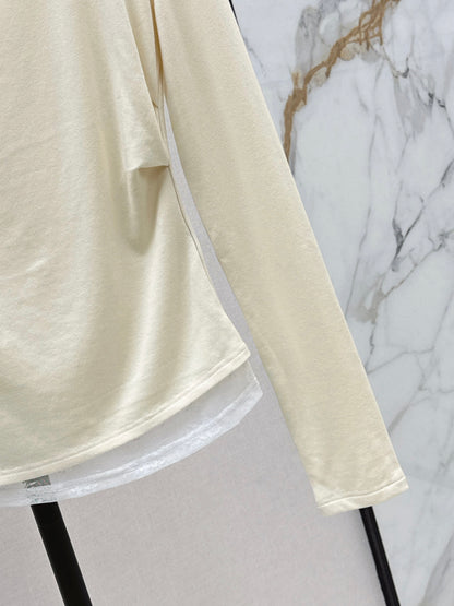 Mi 25 New three-dimensional flower lace round neck bottom long sleeve（BEIGI/BLACK）