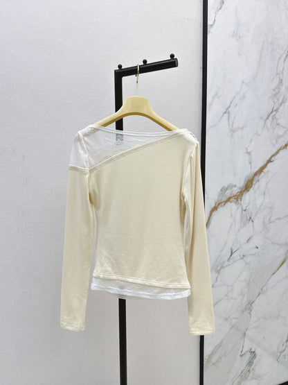 Mi 25 New three-dimensional flower lace round neck bottom long sleeve（BEIGI/BLACK）